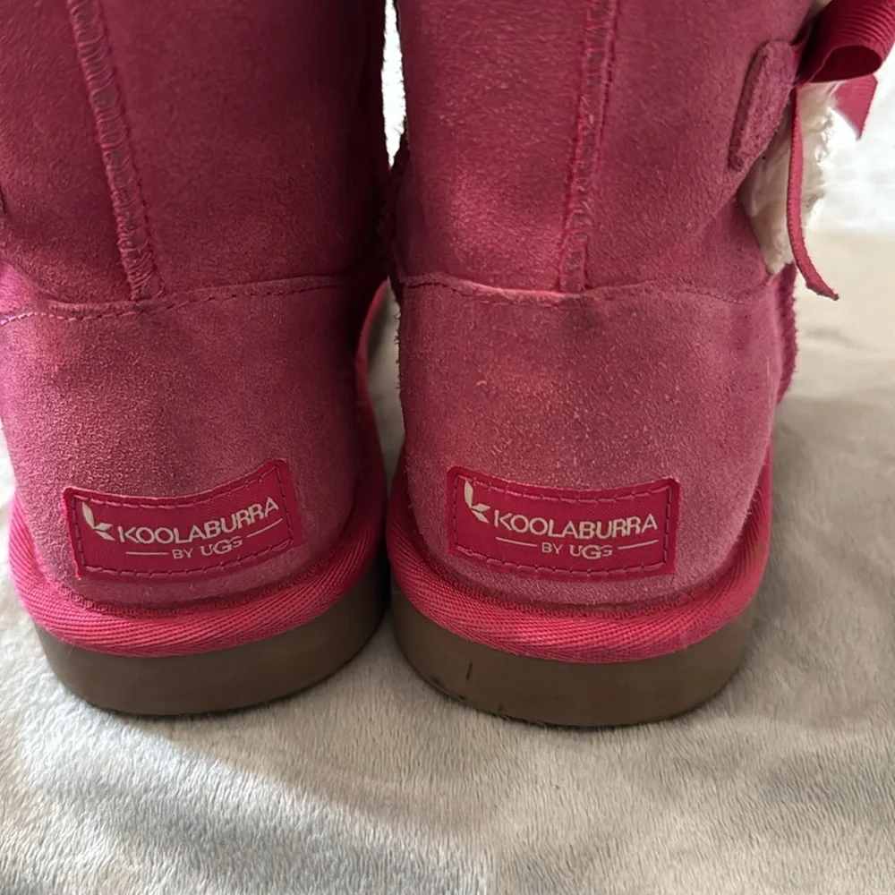Koolaburra by Ugg Girls 3 Suede Victoria Pink Bows‎ Short Boots Warm Winter Kids